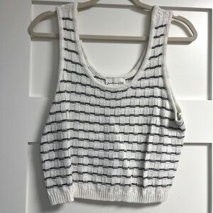 White and Black Knit Tank Top